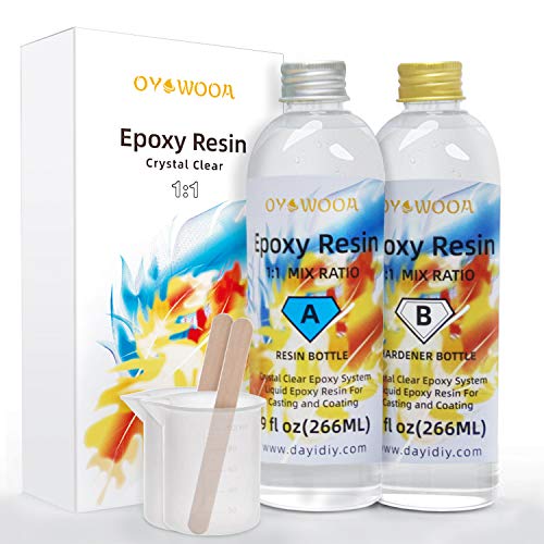Kit de resina epoxi 532ml/18 oz -Hacer joyería, manualidades con vasos, arte, decoraciones y joyería, mezcla fácil 1:1 para principiantes