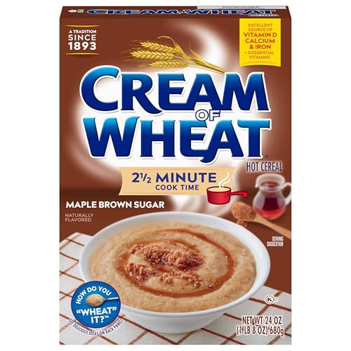 Image of Cream of Wheat Hot Cereal, Maple Brown Sugar, 2 1 /2 Minute Cook Time, 24 Ounce (Pack of 12)