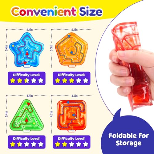 Image of LESONG Sensory Fidget Toys for Kids: 4 Pack Squishy Gel-Filled Fidget Maze for Special Needs - Calming Sensory Toys for Autism ADHD Classroom Prizes - Travel Games for Boys Girls Car Road Trips