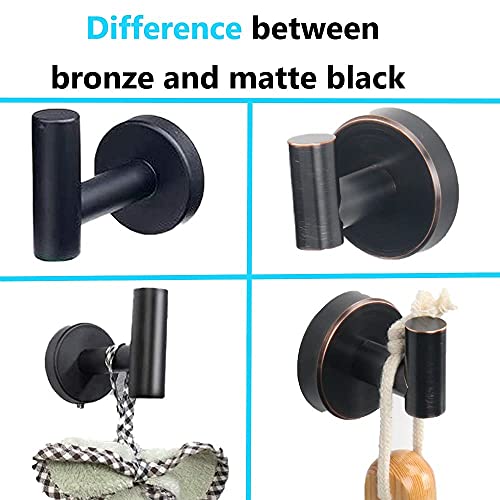 Tocten 5 Pcs Bathroom Hardware Set 304 Stainless Steel-Towel Rack Set Include Lengthen Hand Towel Bar+Toilet Paper Holder+3 Robe Towel Hooks Bathroom Accessories Towel Bar Set(Oil Rubbed Bronze, 16In) #TOP7