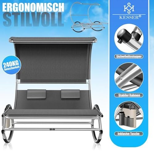 Sonnendach geschlossen gegen Sonne. - Detailansicht von KESSER Doppel-Sonnenliege Test 2026 – Dealfoxx.de