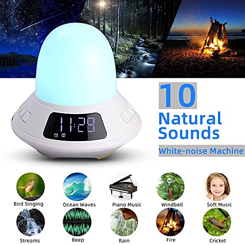 Yisun Kids Alarm Clock For Kids, Wake Up Light Alarm Clock For Teen, Bedroom, Heavy Sleepers, Nightlight, Music Player, 4 Level Brightness, Dual Alarms, Snooze, Ideal Gift #TOP2