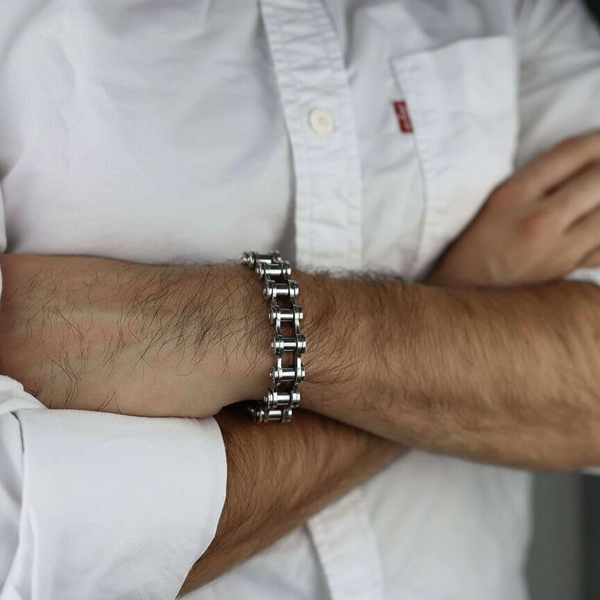 Pulsera clásica de cadena para hombre en acero inoxidable plata miniatura 2