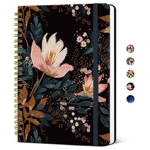 Image of Taja Spiral Lined Journal for Women, Pretty Hardcover Journal Notebook, A5