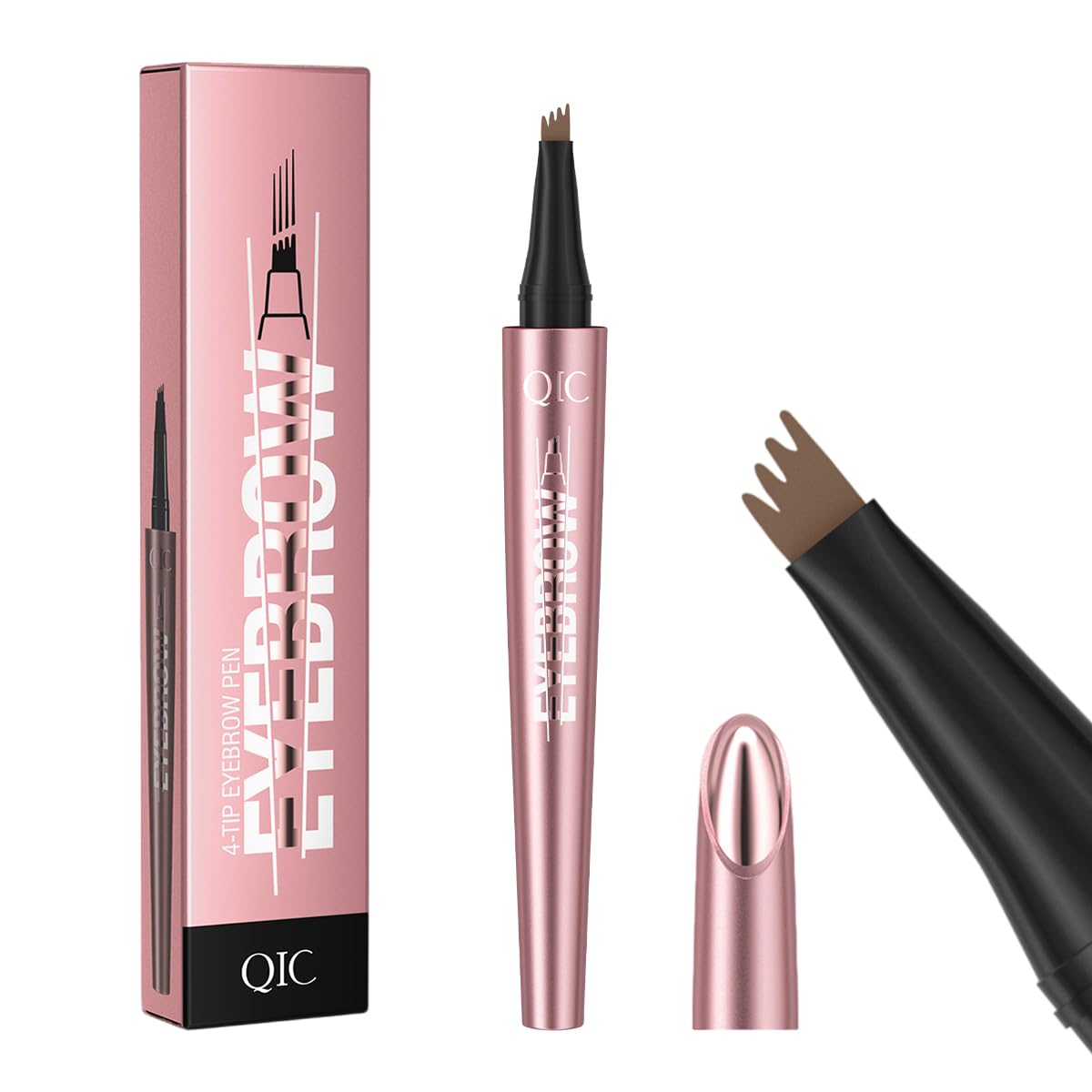 W3W Eyebrow Pencils for Women - Microblading Eyebrow Pencil with Precise 4-Fork-Tip Waterproof Eyebrow Pen Smudge-Proof Eye Brow Pencils Create Natural Hair-Like Brows, Last All-Day, Light Brown