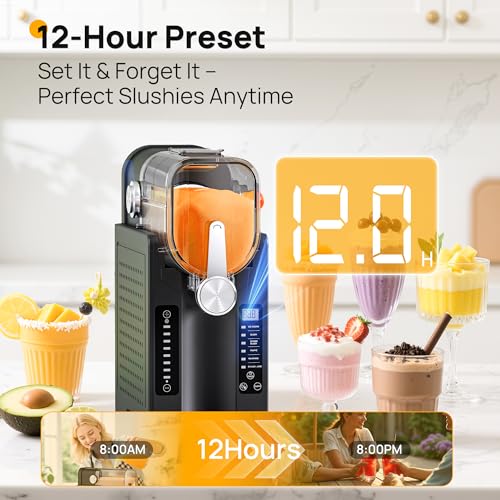 slushie machine no ice needed slushy machine for home frozen drink maker with 6 preset programs for margaritas frapps milk shake and more led display self-cleaning ad03 black
