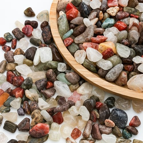 Coco Berming Pietre Decorative, 900g Cristallo di Pietres Miste Schiacciato Naturale, 7-9mm Irregolari Sassolini Colorati Pietre per Vasi, Piante in Vaso Decorazione, Acquario, Giardino (7-9mm)