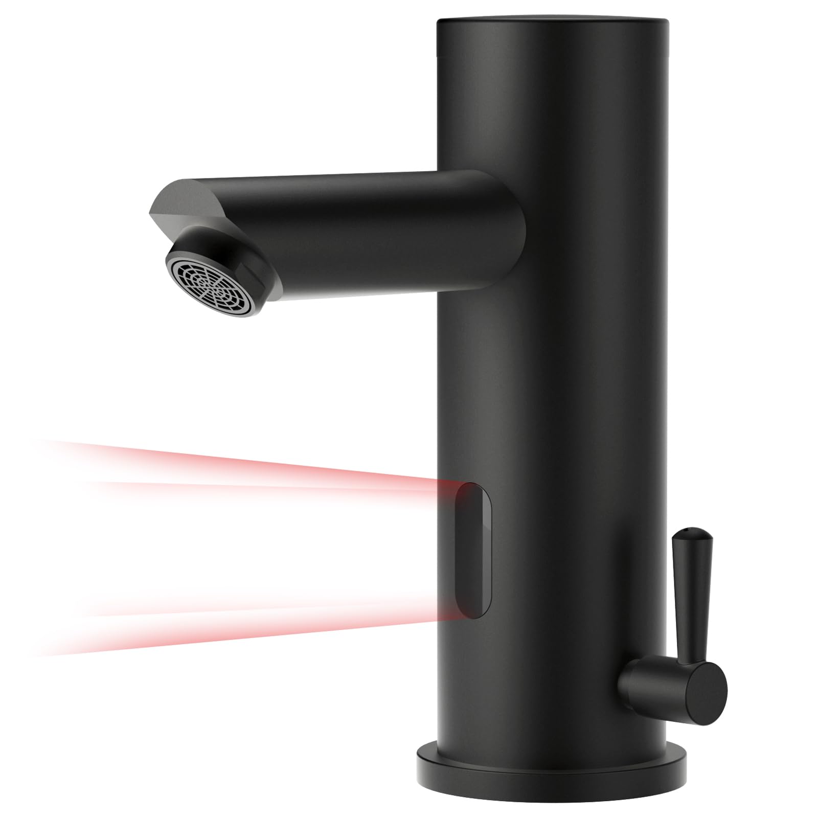 Auralum robinet lavabo infrarouge noir, automatique robinet lave main, robinet de salle de bain monocommande pour eau chaude et froide