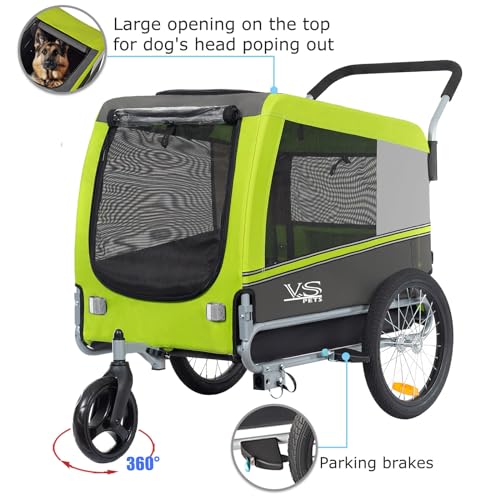 Tiggo Veelar Sports Pets Large Dog Bike Trailer & Stroller for Medium,Large Dog or Multiple Small Dogs, Pet Stroller for Dogs Up to 78 lbs, Parking Brakes, Low Center of Gravity Tiggo Veelar Sports Pets Large Dog Bike Trailer & Stroller for Medium,Large Dog or Multiple Small Dogs, Pet Stroller for Dogs Up to 78 lbs, Parking Brakes, Low Center of Gravity