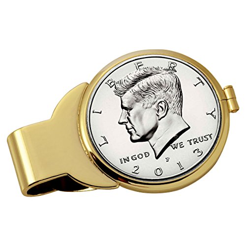 American Coin Treasures Coin Money Clip - Proof JFK Half Dollar | Brass Moneyclip Layered in Pure 24k Gold | Holds Currency, Credit Cards, Cash | Genuine U.S. Coin | Certificate of Authenticity
