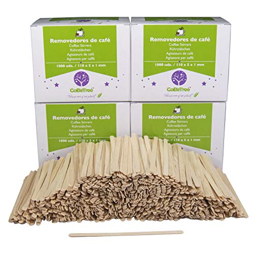 4000 paletinas de café de Madera de 11 cm. Palitos de café Desechables, Palitos removedores de café. agitadores de café y te. Palos para manualidades.