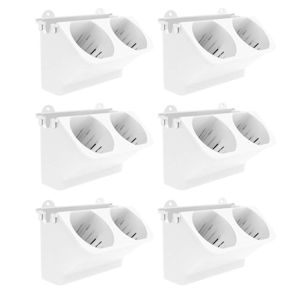Macetas de pared blancas, 6 macetas de jardín verticales colgantes con sistema de riego automático para interiores y exteriores, soporte para macetas de pared