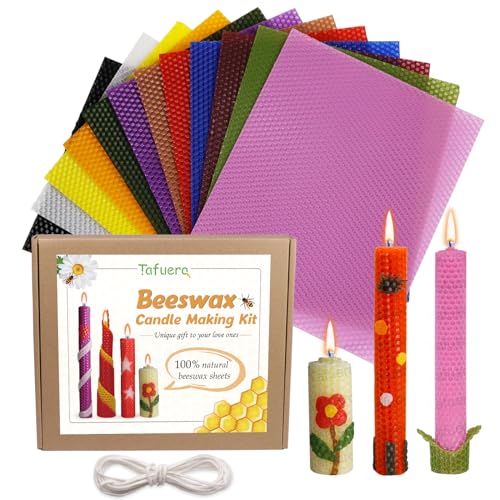 Tafuero Beeswax Honeycomb Candle Sheets,12pcs Beeswax Candle Making Kit Natural 10' X 8',Make Your...