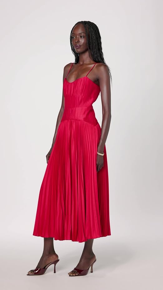 AMUR Women's Cherry Drop Waist Midi Dress, Red Calla Lily, 0 at Amazon Women's Clothing store AMUR Women's Cherry Drop Waist Midi Dress, Red Calla Lily, 0 at Amazon Women's Clothing store