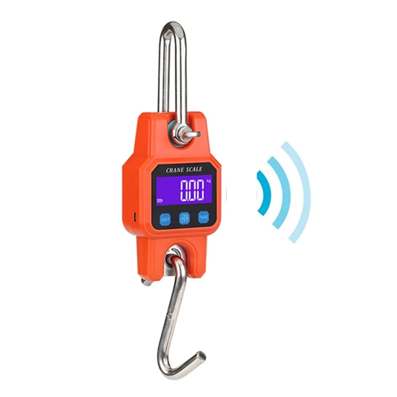 300kg/50g Bluetooth-Kompatibel Kran Waage Wiederaufladbare Tragbare Hängende Industrie Haken Waagen Edelstahl Mit 4,0 BT USB Übersichtlich und benutzerfreundlich(Orange)