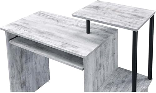 Miniatura 6 de Acme Lyphre - Escritorio para computadora con parte superior de madera en blanco antiguo y negro