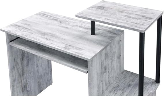 Acme Lyphre Wooden Top Computer Desk in Antique White and Black