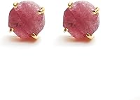 Vista 147 de Gempires Natural Raw Prong Setting Stud Earrings, 8-10 mm Crystals Earring, Handmade Jewelry, Gift for Her