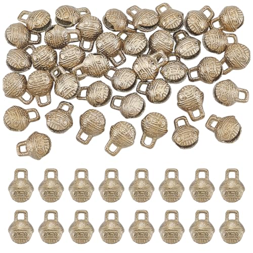 UNICRAFTALE 40Pcs Vintage Gold Bells Metal Tibetan Bell Charms Mini Bells Christmas Jingle Bell Dangle Charms Wind Chimes Home Door Decor for Earring Bracelet Jewelry Making