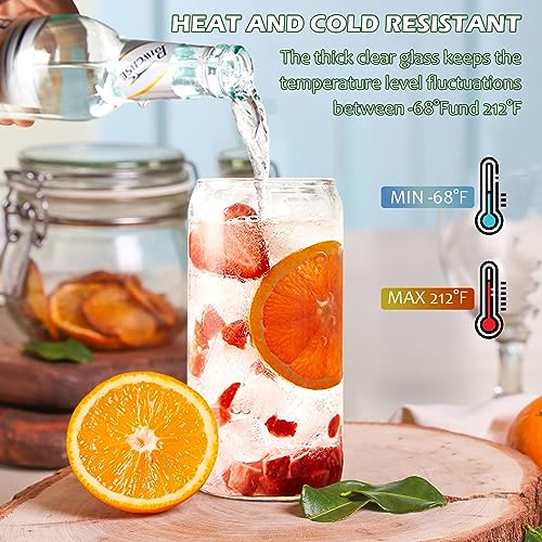 LWMTT Bicchiere da Birra con Coperchio e Cannuccio, 4 Pezzi 500ml Bicchieri Birra Vetro, Bicchieri da cocktail con coperchio e cannuccia per Soda, Smoothie, Bubble Tea, Cocktail - immagine 3