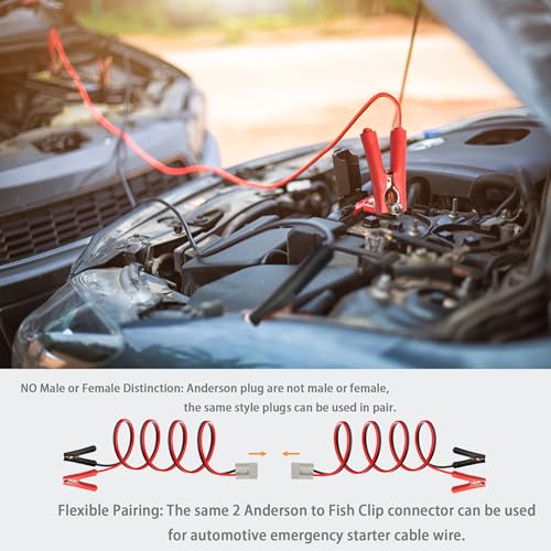 image for GUIRUIMOON 10AWG Battery Alligator Clip, 50A Anderson to Alligator Cli