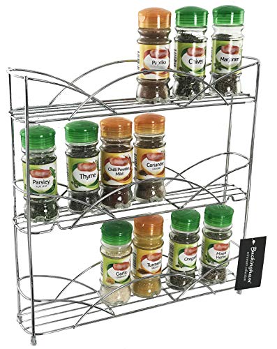 Buckingham 3 Tier Free Standing Spice & Herb Rack Jar Holder Organiser Storage, Metal, Chrome, 33 cm - Cosy Home Interiors Buckingham 3 Tier Free Standing Spice & Herb Rack Jar Holder Organiser Storage, Metal, Chrome, 33 cm - Image 4