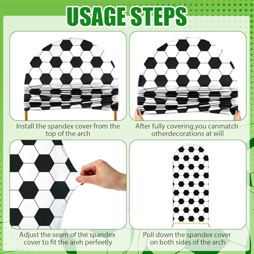 Tingjoo 3 Pcs Soccer Arch Backdrop Cover Set 4Ft 5Ft 6Ft Sport Theme Birthday Party Decorations Polyester Arch Stand Cover for Tournament Backyard Photo Props Backdrop Decor by Tingjoo - Used condition - Image 4