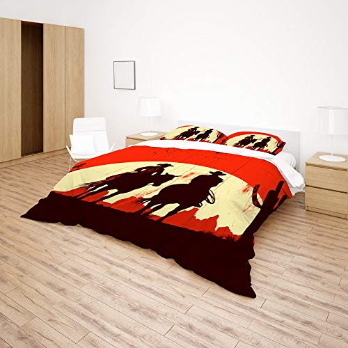 Linge de lit chevaux en microfibre de polyester thermorégulatrice pour lit 3 pièces