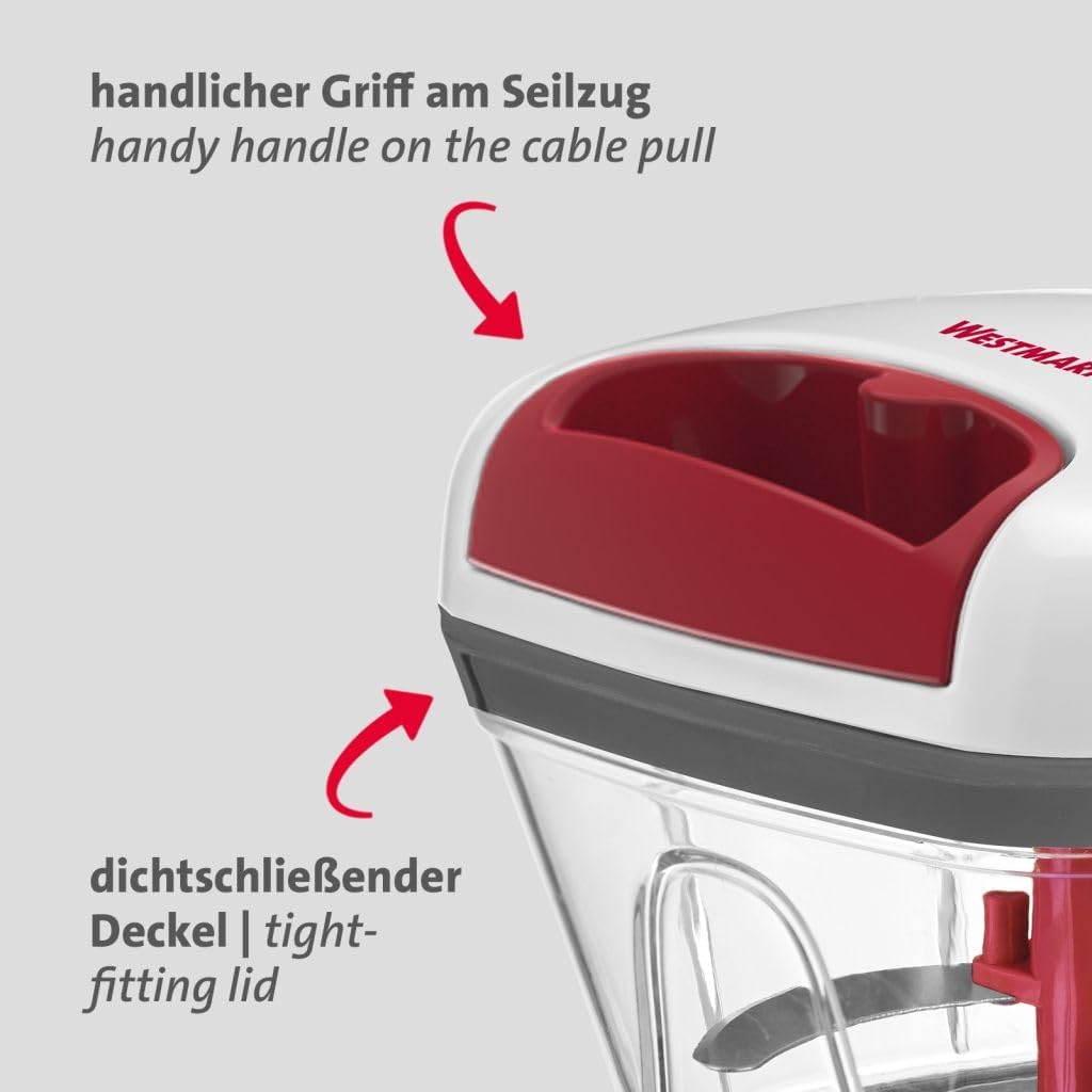 Westmark Multi-Chopper with Cable Pull – high Quality Cutter for Onions, Salad, Vegetables or Nuts of All Kinds, Manual – 450 ml