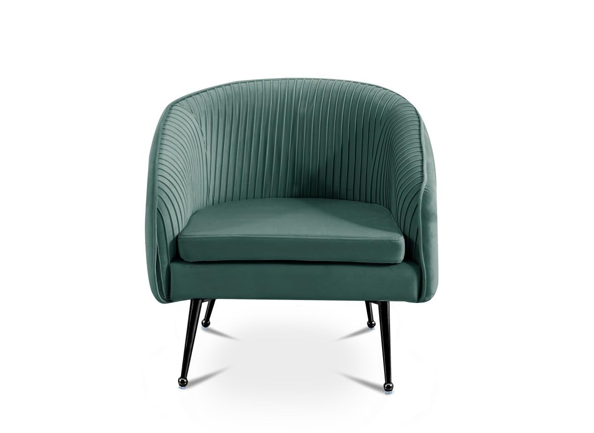 DecoInParis Fauteuil Cabriolet en Velours Vert d'eau Pieds Noir TRECY