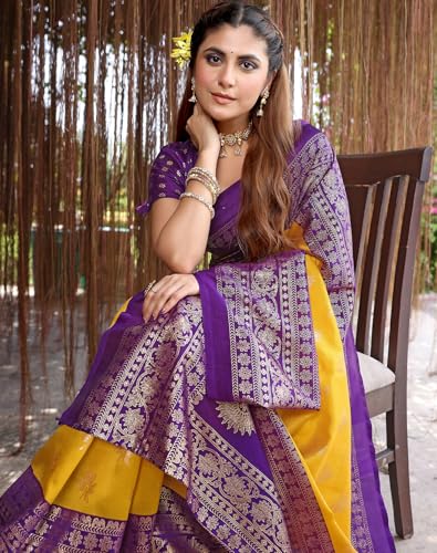 Image of Yashika Women's Banarasi Kanjivaram Art Silk Saree|Sarees for Women Ethnic Wear