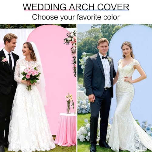 Image of Arch Cover 7.2ft Double-Sided Arch Backdrop Cover Spandex Wedding Arch Stand Cover for Party Birthday Baby Shower Bridal Gender Reveal Boy or Girl Decoration(Double Color,Pink&Blue)