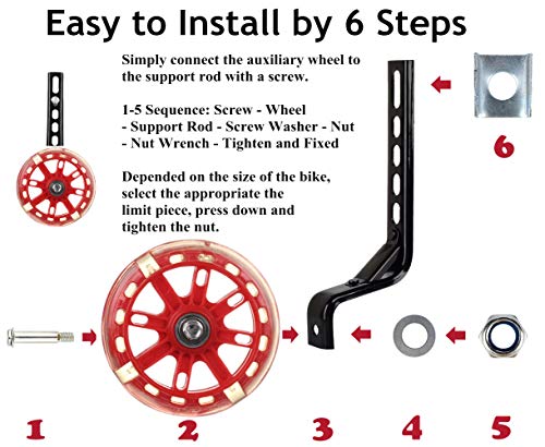 Bicycle Mute Training Wheels For 12 14 16 18 20 Inch Single Speed Bicycle Stabilizer (Red) #TOP2
