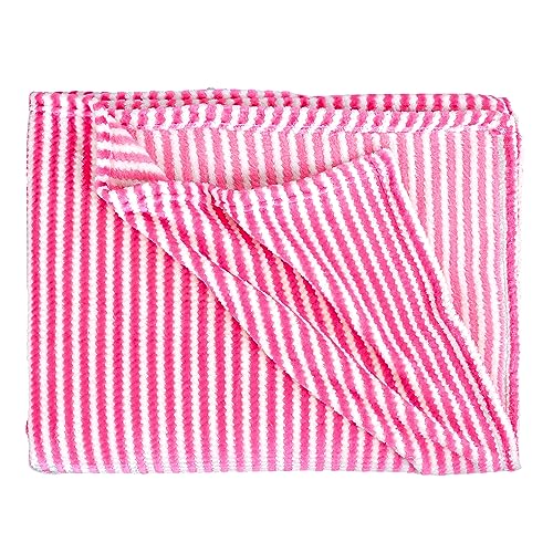 Image of Amazon Brand - Umi Premium Plush AC Blanket - Lightweight Luxurious Soft Towel Flannel Blanket, Super Soft Cozy and Comfy for Couch - (Single - 139 x 228 CM, Pink & White)| TC - 200