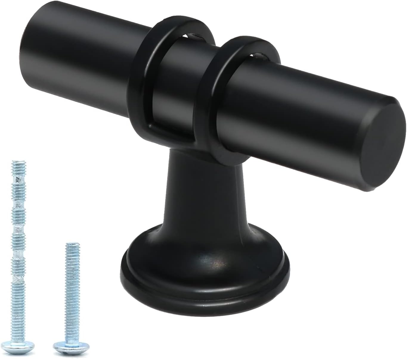 LEIFENY 10 Pack Matte Black Cabinet Pulls T Bar, Single Hole Knobs for Kitchen Bathroom Cupboard, Pull Handles for Dresser Drawer