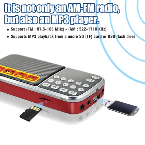 image for BOESPATR Small Radios Portable AM FM:Battery Powered Radio Support USB