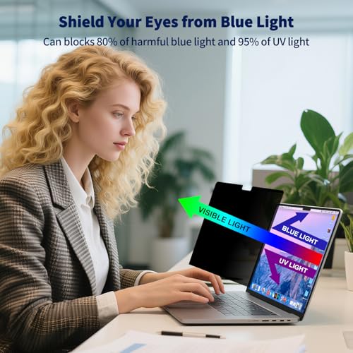 Image of Magnetic Privacy Screen Compatible with 2019 MacBook Pro 16 Inch Screen Protector (A2141), Removable Anti Blue Light Glare & Anti Scratch Computer Privacy Shield for Mac Pro 16.1 inch