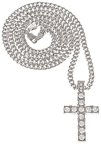 GWOOD Cross Small Pendant with Crystal Rhinestones on 24 Inch Long Necklace