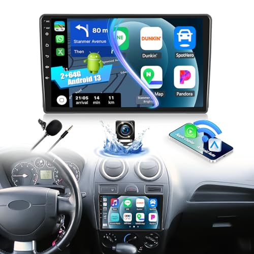 CAMECHO 2+64G Android 13 Autoradio pour Ford Fiesta Focus Transit Connect Kuga Mondeo Smax, 9