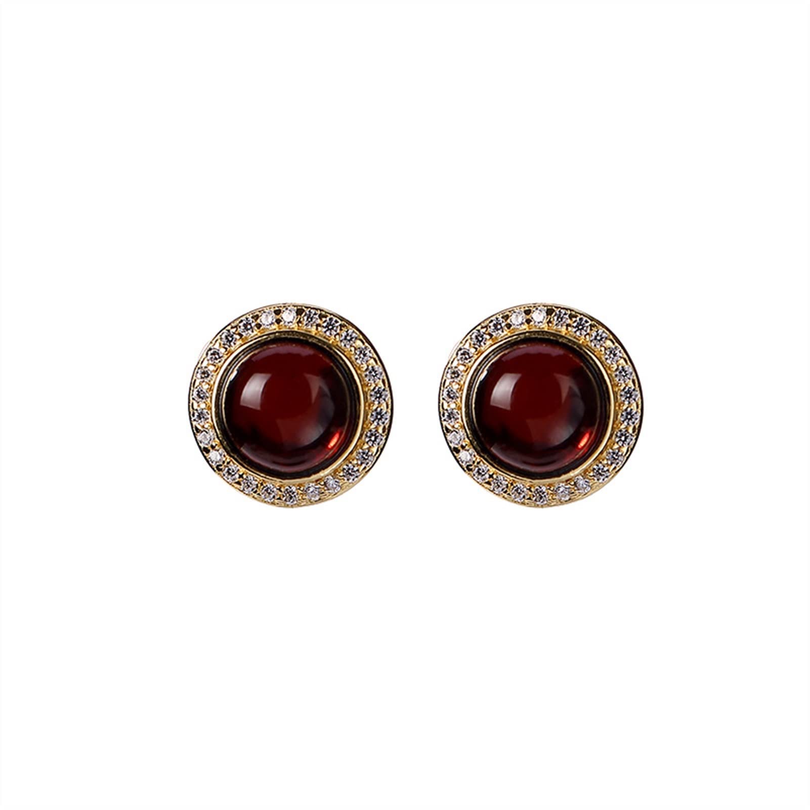 Pendientes de plata S925 chapados en oro con ámbar para mujer, joyería para novia