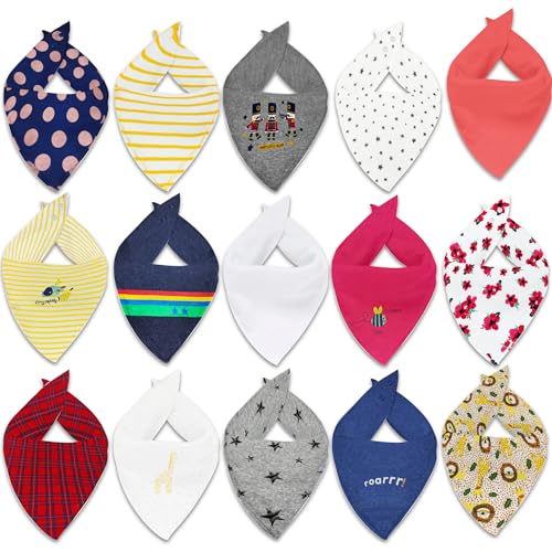 Pepperika 100% Soft Cotton Bandana Bibs For Baby For 6 to 12 Months For Feeding & Weaning Babies Adjustable Size Apron Drool Bibs For Baby Boys, Girls, New Born and Infant (PACK OF ANY 6)