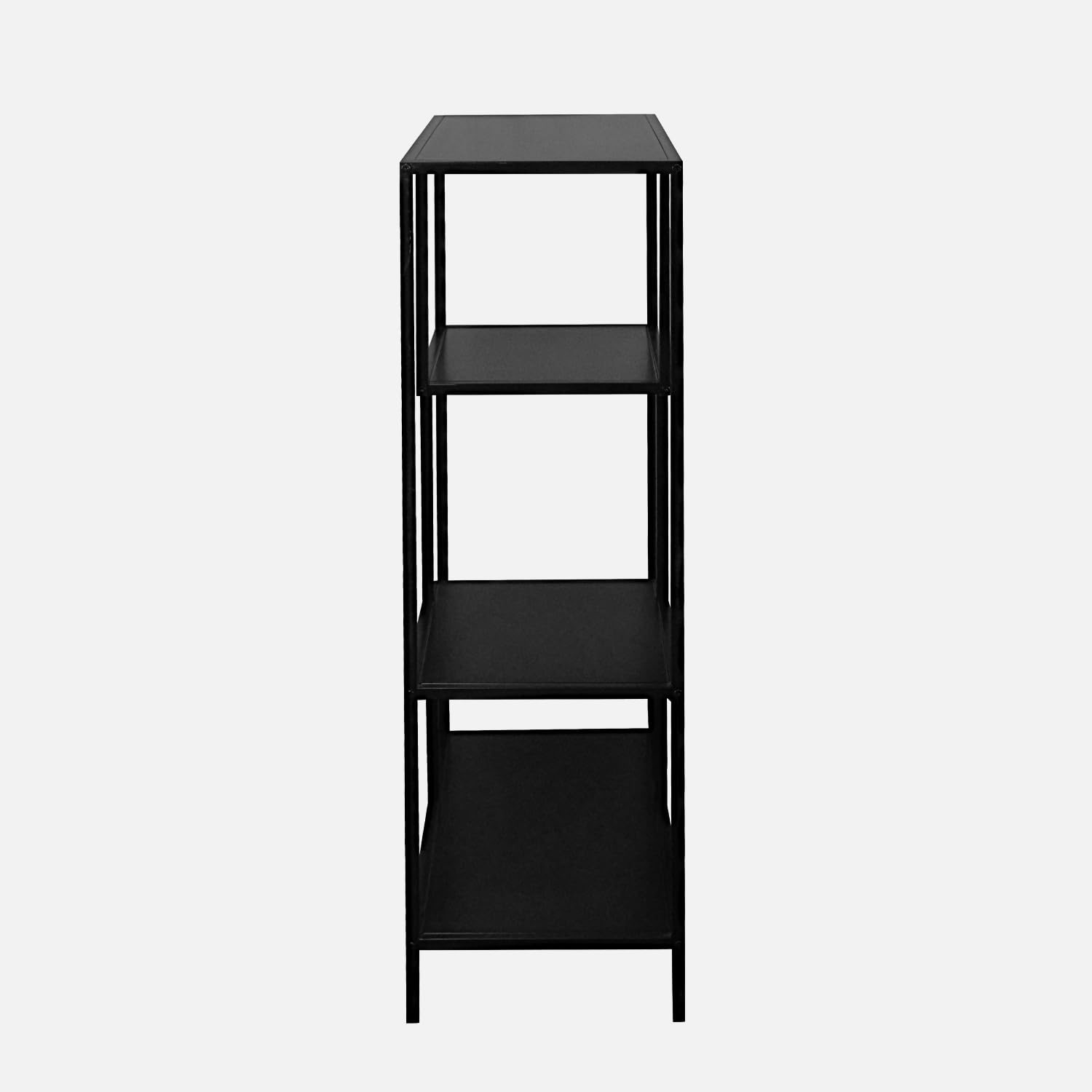 Bücherregal aus schwarzem Metall asymmetrisch 4 Ebenen B 69 x T 33 x H 113,5cm - Industrielle
