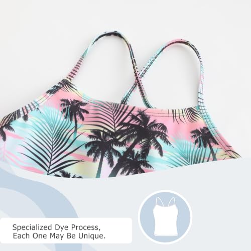 Image of Girls Two Piece Tankini Swimsuits Tie Dye Bathing Suit Kids Hawaiian Swimwear Set 3-16 Years