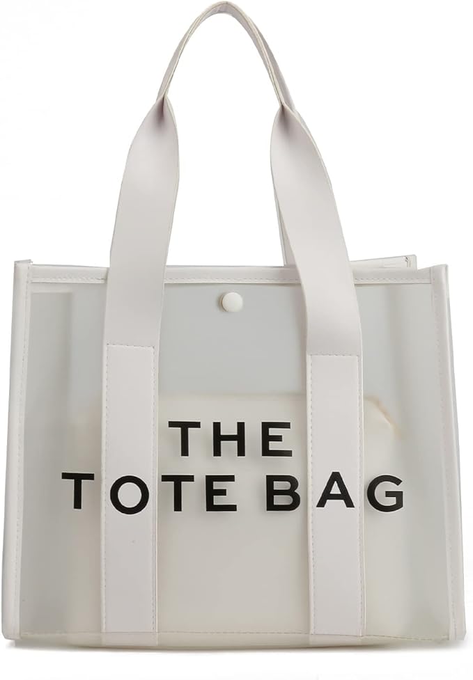 JQAliMOVV The Tote Bag for Women, Clear Tote Bags 2 in 1 PVC Transparent Clear Purse Handbags for Work Travel