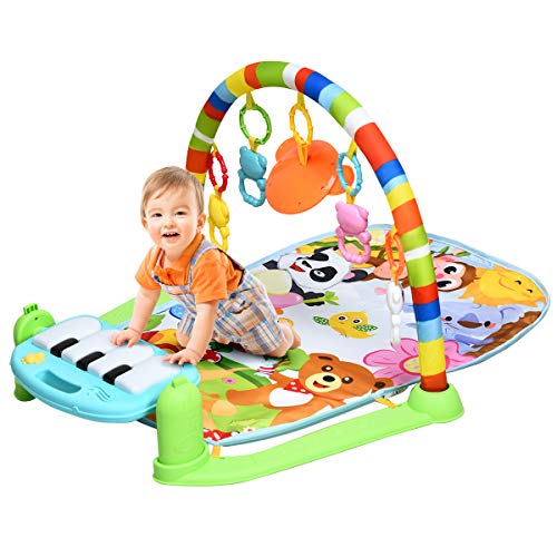 RELAX4LIFE Babyspielmatte mit Licht, musikalische Spieldecke mit abnehmbaren Klavier & Spielsachen,...