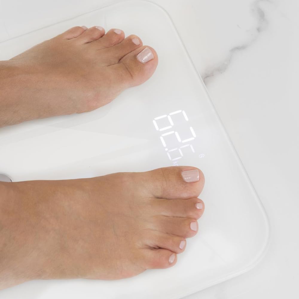 Cecotec Bilancia da bagno Surface Precision 970 Smart Healthy, Connessione Bluetooth 4.0, Misurazione dell'Impedenza Bioelettrica, Vetro Temperato, Display a LED