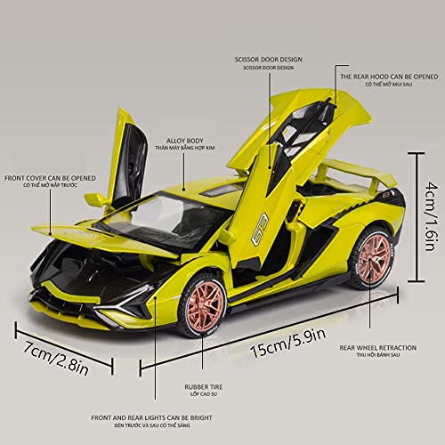 Image of DEUSON ECOM Alloy Metal Pull Back Die Cast Car 1:32 Lamborgini Miletry Diecast Metal Pullback Toy Car With Openable Doors & Light, Music Boys Gifts Toys For Kids,Green