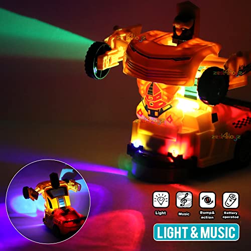 Image of Zest 4 Toyz Transforming Robot Car with Light & Sound Toy Sports Cars for Kids Robot Car for Kids Robot Toy for Boys & Girls Indoor and Outdoor Toys for 3 Year, Pack of 1 (Yellow)