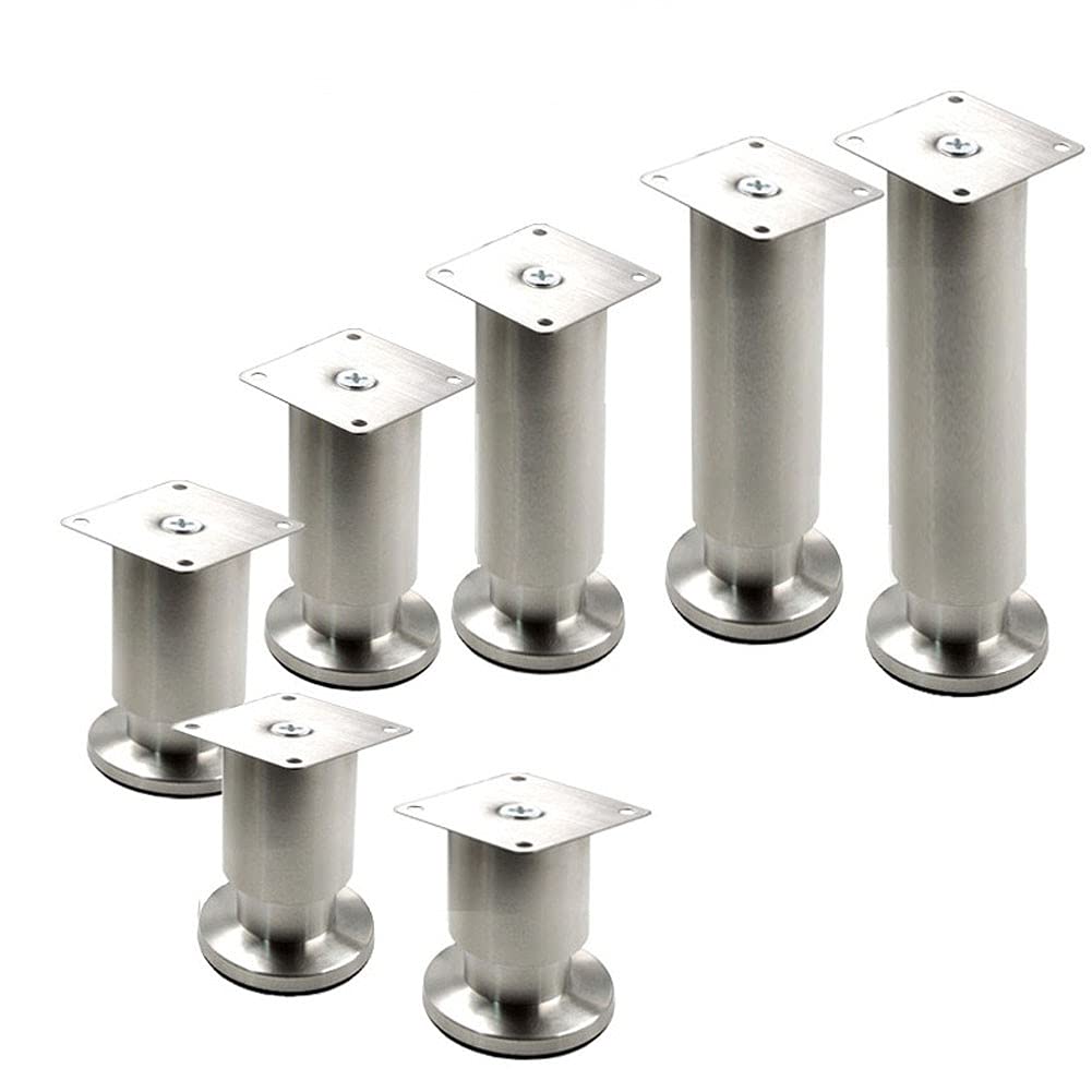 4 pz Piedini Per Mobili Acciaio Inox, metallo Regolabili Gamba Divano Leg armadietto Tavolo Letto Piedi guardaroba la casa Piedini(Color:Silver,Size:30cm)