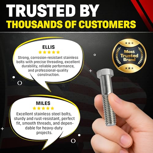 Image of Stainless 7 /16-14 x 2 inch Hex Head Bolts (3 /4 inch to 5 inch Lengths Available in Listing), 304 Stainless Steel, 10 Pieces (7 /16-14 x 2 inch)